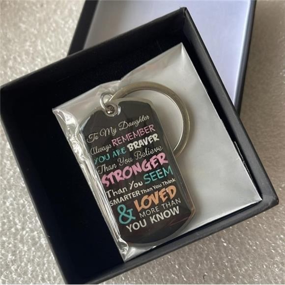 To My Daughter Dog Tag Keychain  |  Motivational Gifts | Daughter Gifts - Picture 3 of 8